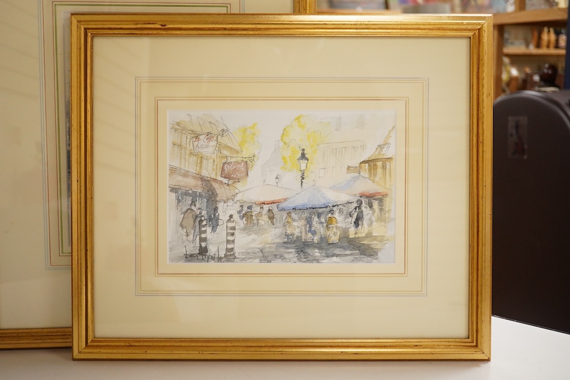Ben Maile (1922-2017), Horse Guards and a Street Scene, each signed, two watercolours, largest 26 x 17cm
